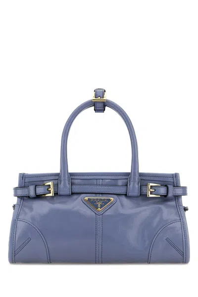Prada Powder Blue Leather Mini  Bonnie Handbag In Purple