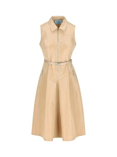 PRADA POWDER PINK DRESS WITH ZIP AND BELT