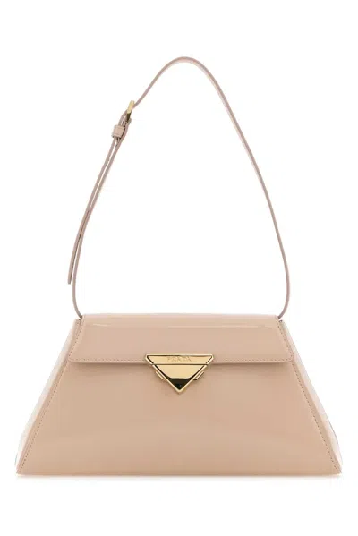Prada Powder Pink Leather Shoulder Bag In Neutral