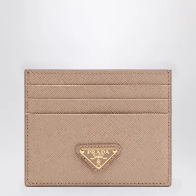 Prada Powder Saffiano Mini Card Case In Pink