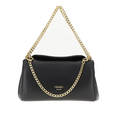 Prada Ppa Leather Bag With Chain In Black