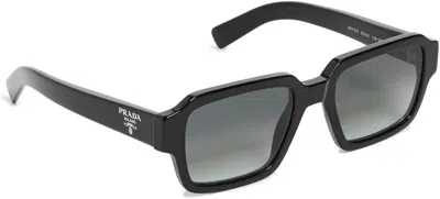 Pre-owned Prada Pr 02zs Square Sunglasses Black Plastic Dark Grey Gradient Silver Unisex In Gray