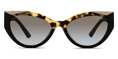 Pre-owned Prada Pr 03ws Sunglasses Women Black Cat Eye 55mm 100% Authentic In Grey Gradient