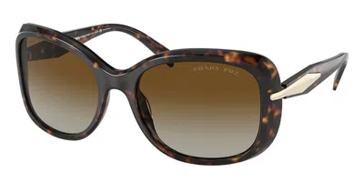 Prada Pr 04zsf Asian Fit Polarized 2au6e1 Women's Sunglasses Tortoiseshell Size 58 In Brown