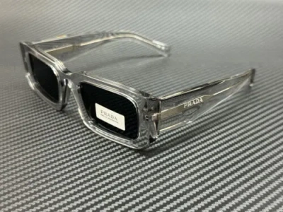 Pre-owned Prada Pr 06ys 12r09t Transparent Grey Unisex 53 Mm Sunglasses In Gray
