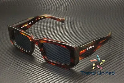 Pre-owned Prada Pr 06ys 17r06a Striped Radica Dark Blue 53 Mm Men's Sunglasses