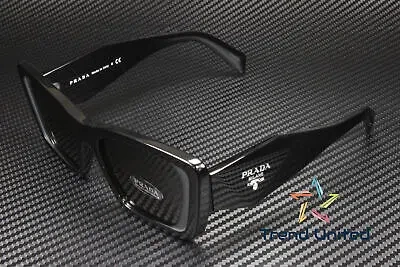 Pre-owned Prada Pr 08ys 1ab5s0 Black Dark Grey 51 Mm Women's Sunglasses In Gray