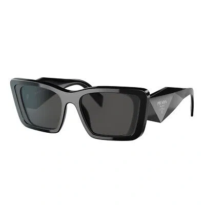 Pre-owned Prada Pr 08ys 1ab5s0 Black Plastic Butterfly Sunglasses Grey Lens In Gray