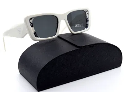 Pre-owned Prada Pr 08ys02v5s0 White/havana Black Grey Women's Authentic Sunglasses In Gray