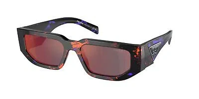Pre-owned Prada Pr 09zs 06v40e Abstract Orange Grey Mirror Blue Red 54 Mm Men's Sunglasses In Gray