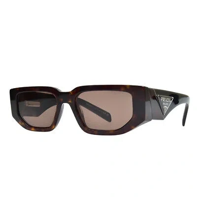 Pre-owned Prada Pr 09zs 2au06b Tortoise Plastic Rectangle Sunglasses Brown Lens