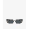 Prada Womens Grey Pr 09zs Rectangle-frame Acetate Sunglasses
