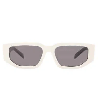 Pre-owned Prada Pr 09zsf 1425s0 55 Men's Rectangular Sunglasses - White/gray