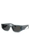 Prada Pr 09zsf Rectangular Sunglasses, 55mm In Dark Gray