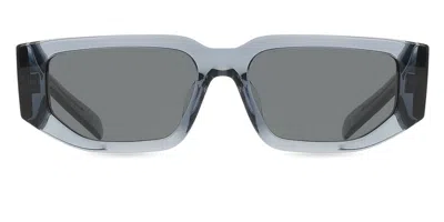 Prada Pr 09zsf Vestibilità Orientale 17t08z Occhiali Da Sole Blu Per Uomo In Gray
