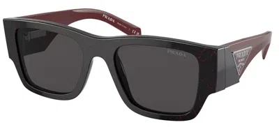 Pre-owned Prada Pr 10zs Black Red Marble/grey (11f-5s0) Sunglasses In Gray