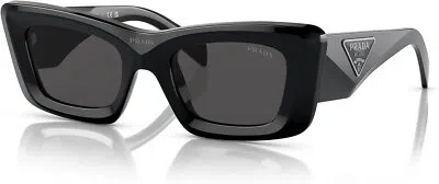 Pre-owned Prada Pr 13zs 1ab5s0 50mm Black Dark Grey Women's Cat Eye Sunglasses In Gray