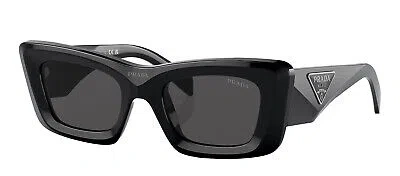 Pre-owned Prada Pr 13zs 1ab5s0 Black Plastic Cat-eye Sunglasses Grey Lens In Gray
