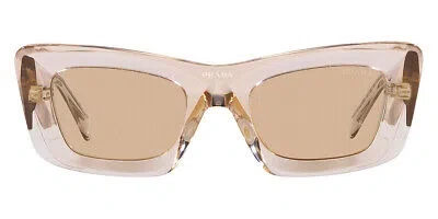 Pre-owned Prada Pr 13zs Sunglasses Crystal Beige Light Brown 50mm 100% Authentic