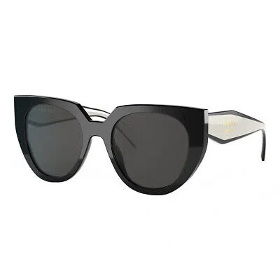 Pre-owned Prada Pr 14ws 09q5s0 Black/talc Plastic Cat-eye Sunglasses Grey Lens In Gray