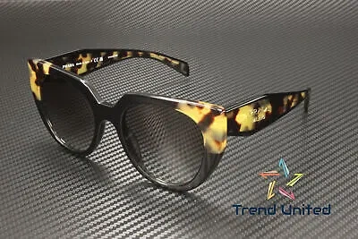 Pre-owned Prada Pr 14ws 3890a7 Black Medium Tortoise Grey Gradient 52 M Women's Sunglasses In Gray