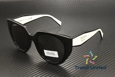 Pre-owned Prada Pr 14wsf 09q5s0 Black Talc Dark Grey 53 Mm Women's Sunglasses In Gray