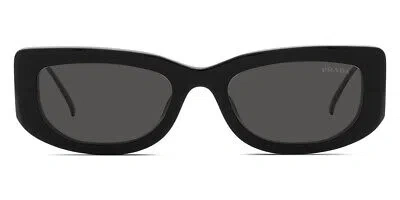 Pre-owned Prada Pr 14ys Sunglasses Women Black / Dark Gray Rectangle 53mm & Authentic