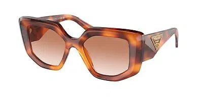 Pre-owned Prada Pr 14zs 18r70e Cognac Tortoise Brown Gradient 50 Mm Women's Sunglasses
