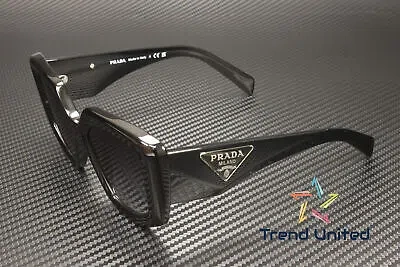 Pre-owned Prada Pr 14zs 1ab09s Black Grey Gradient 50 Mm Women's Sunglasses In Gray