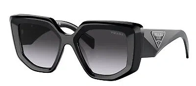 Pre-owned Prada Pr 14zs 1ab09s Black Plastic Fashion Sunglasses Grey Gradient Lens In Gray