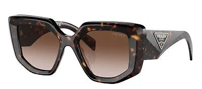 Pre-owned Prada Pr 14zs 2au6s1 Tortoise Plastic Fashion Sunglasses Brown Gradient Lens