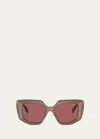Prada Womens Brown Pr 14zs Irregular-frame Acetate Sunglasses In Dark Violet