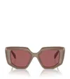 Prada Womens Brown Pr 14zs Irregular-frame Acetate Sunglasses In Opal Loden
