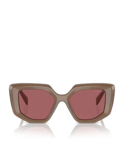 Prada Womens Brown Pr 14zs Irregular-frame Acetate Sunglasses In Opal Loden