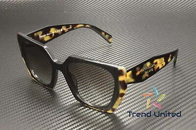 Pre-owned Prada Pr 15ws 3890a7 Black Medium Tortoise Grey Gradient 54mm Women's Sunglasses In Gray