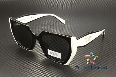 Pre-owned Prada Pr 15wsf 09q5s0 Black Talc Dark Grey 55 Mm Women's Sunglasses In Gray