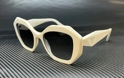 Pre-owned Prada Pr 16ws 142130 White Grey Gradient Women's 53 Mm Sunglasses In Gray