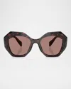 Prada 53mm Gradient Irregular Sunglasses In Lite Brown