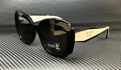 Pre-owned Prada Pr 16ys 09q5s0 Black White Dark Grey Women's 52 Mm Sunglasses In Gray