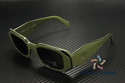 Pre-owned Prada Pr 17ws 13n5s0 Sage Black Dark Grey 49 Mm Women's Sunglasses In Gray