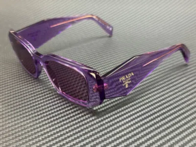 Pre-owned Prada Pr 17ws 13r07q Transparent Amethyst Violet Women's 49 Mm Sunglasses