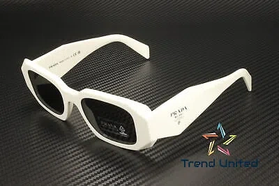 Pre-owned Prada Pr 17ws 1425s0 Talc Dark Grey 49 Mm Women's Sunglasses In Gray