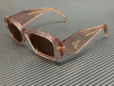 Pre-owned Prada Pr 17ws 19q10d Transparent Peach Brown Women's 49 Mm Sunglasses
