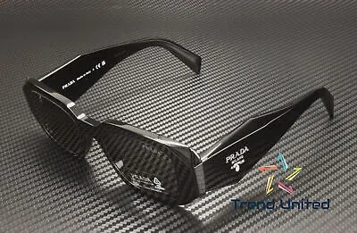 Pre-owned Prada Pr 17ws 1ab5s0 Black Dark Grey 49 Mm Women's Sunglasses In Gray