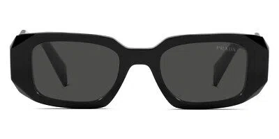 Pre-owned Prada Pr 17ws Sunglasses Women Black Rectangle 49mm 100% Authentic In Gray