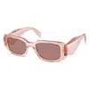 Prada Womens Pink Pr 17ws Rectangular-frame Acetate Sunglasses In Pink