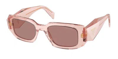 Prada Light Brown Rectangular Ladies Sunglasses Pr 17wsf 19q10d 51 In Pink