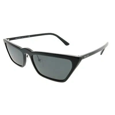 Pre-owned Prada Pr 19us 1ab5s0 Black Plastic Cat-eye Sunglasses Grey Lens In Gray