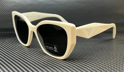 Pre-owned Prada Pr 19zs 1425s0 White Talk Grey Women's 55 Mm Sunglasses In Gray