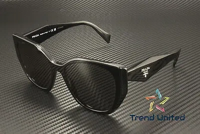 Pre-owned Prada Pr 19zs 1ab5s0 Black Dark Grey 55 Mm Women's Sunglasses In Gray